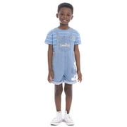 Smurfs Toddler Boy Denim Shortall with Striped T-Shirt, 2-Piece Set, Sizes 12 Months - 5T